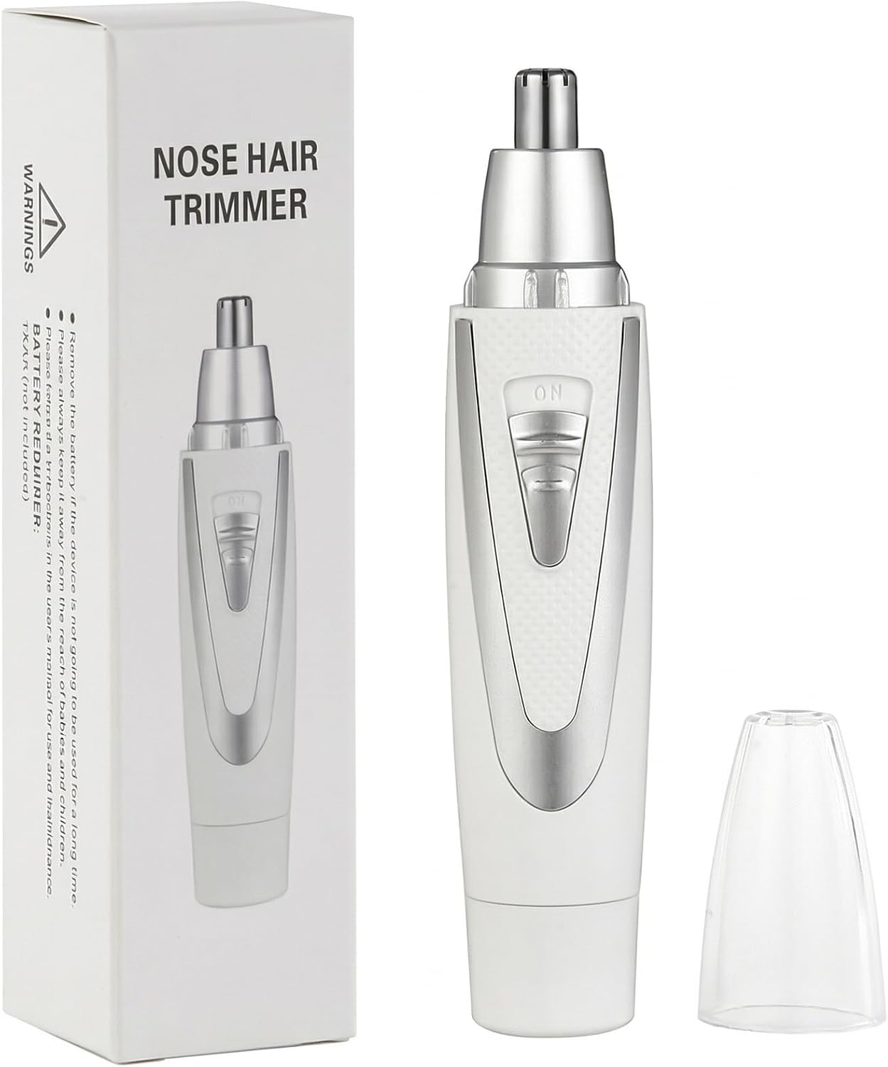 Ear and Nose Hair Trimmer Clippers: 2026 Professional Painless Eyebrow & Facial Hair Trimmers Remover for Women, Battery-Operated Nasal Clipper, Dual Edge Waterproof Blades for Easy Clean, White