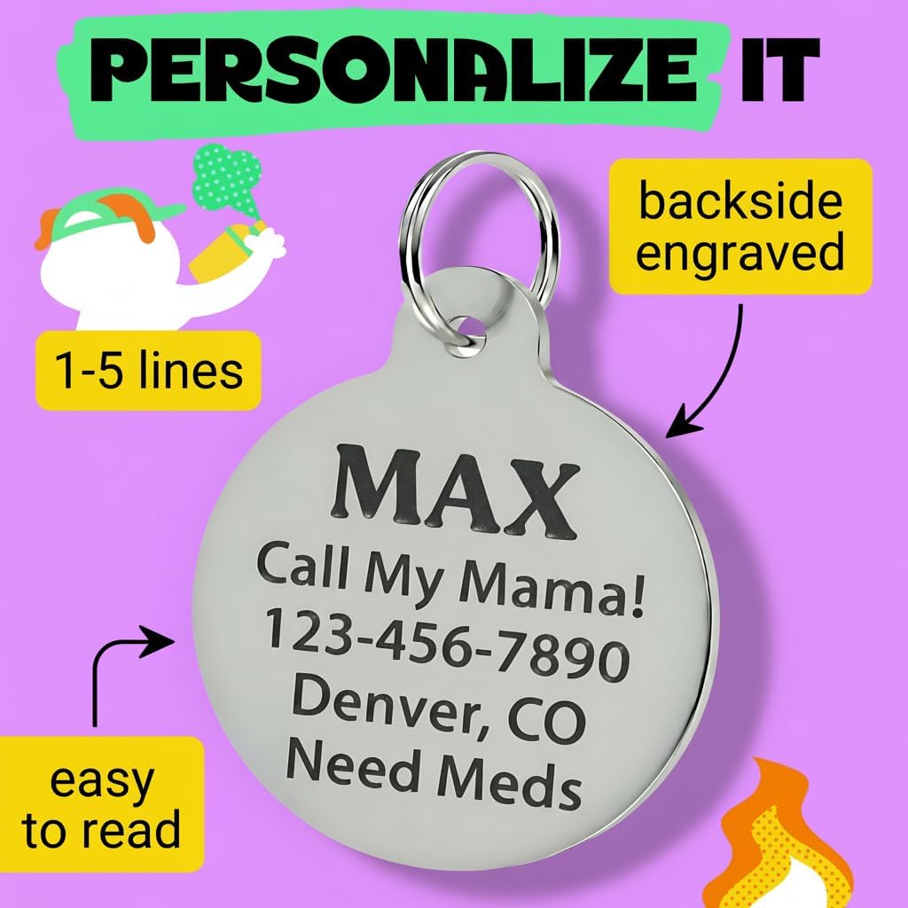 Bad Tags Personalized Dog and Cat ID Tags in 25+ Designs and 2 Sizes - 5 Lines of Custom Engraved Text - Funny Cute Personalized Pet Tags (The Bestest Boy, Small (1 inch))