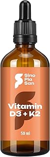 SinoPlaSan Vitamin D3 K2 Tropfen | 1.000 IE D3 + 20 µg K2 all-trans | gelöst in MCT-Öl | 50 ml | Immunsystem, Knochen & Muskeln | laborgrprüft | Made in Germany