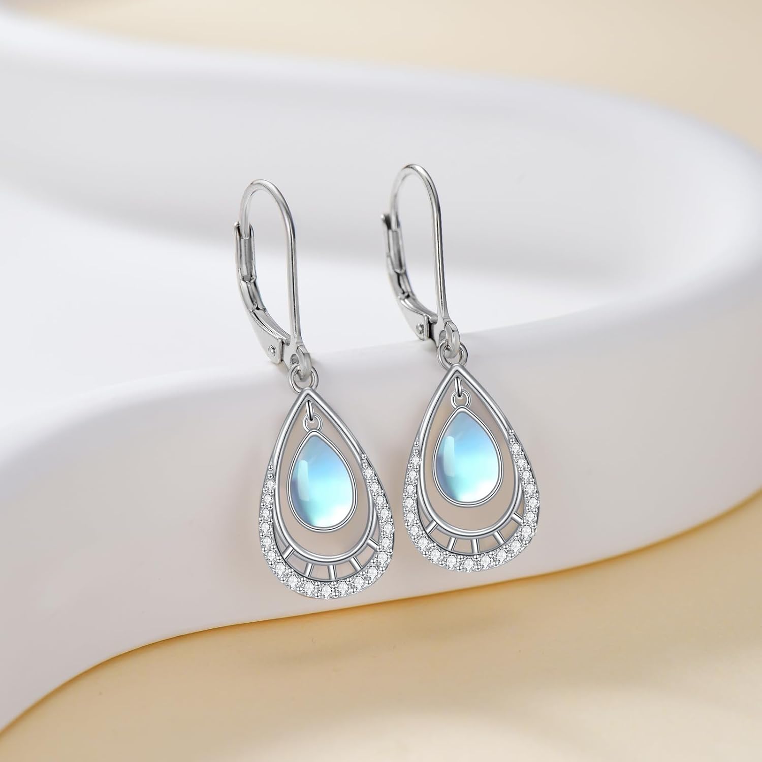 Teardrop Earrings for Women S925 Sterling Silver Moonstone Drop Dangle Earrings Jewelry for Women Wife Mom - Image 5