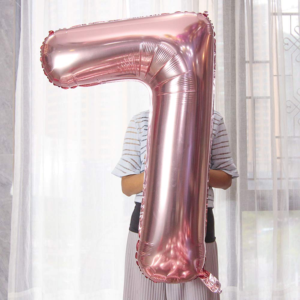 Riesen-Folienballon Zahl 77 In Rose-Gold – 100 Cm Groß, Helium-tauglich, Für Geburtstag & Jubiläum