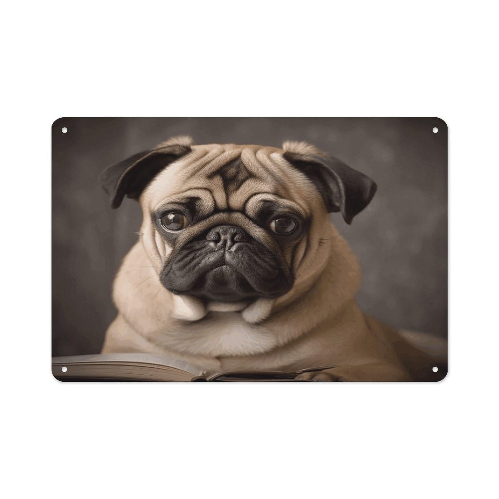 VstaDank Vintage Metal Sign Sublimation Aluminum Animal Pug Dog Plaque Sign Weatherproof Art Decorative Wall Plate Boho Aluminum Wall Hanging Decor Retro Poster Plaque 8x12in