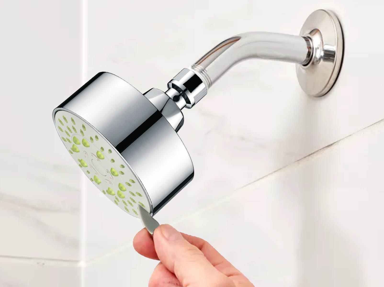 Lowenergie Frost Adjustable 5 Setting Eco Water/Energy Saving Shower Head, House Or Hotel, Up To 50% Water/Energy/Money Savings