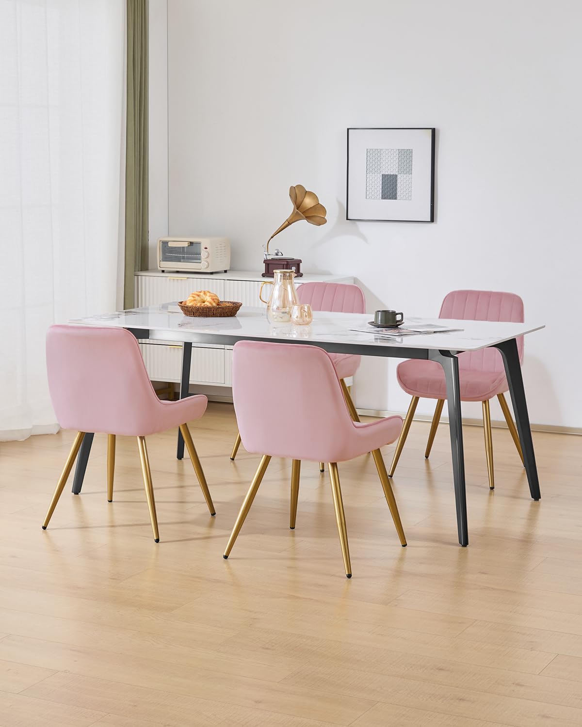 Lestarain Juego de 2 Sillas de Comedor,Terciopelo,Rosa | Ergonómicas, Salón y Dormitorio, Estilo Nórdico y Moderno