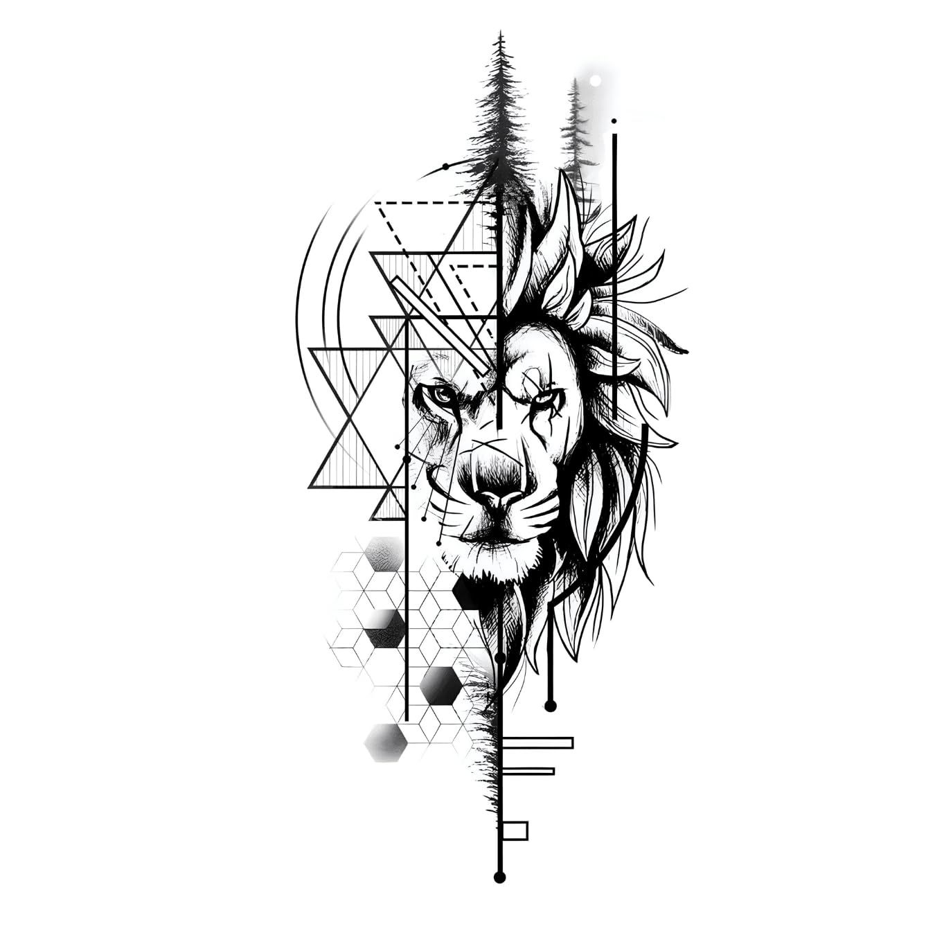 Lion Semi-Permanent Temporary Tattoo – 2 Weeks Long-Lasting Realistic Nature’s King Majesty Design, Plant-Based Organic Waterproof Fake Tattoo for Men & Women-image-18