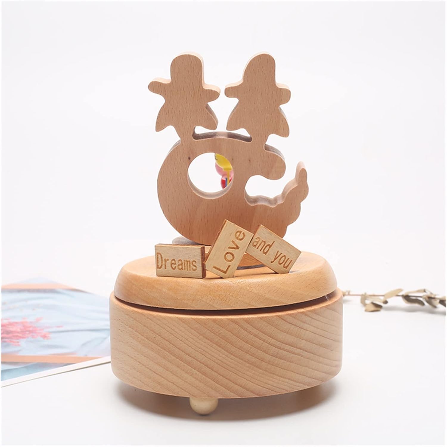 オルゴールクリエイティブニューブナオルゴール木製ベースクラフト結婚記念日誕生日クリスマスバレンタインデーギフトホームデコレーションメ
