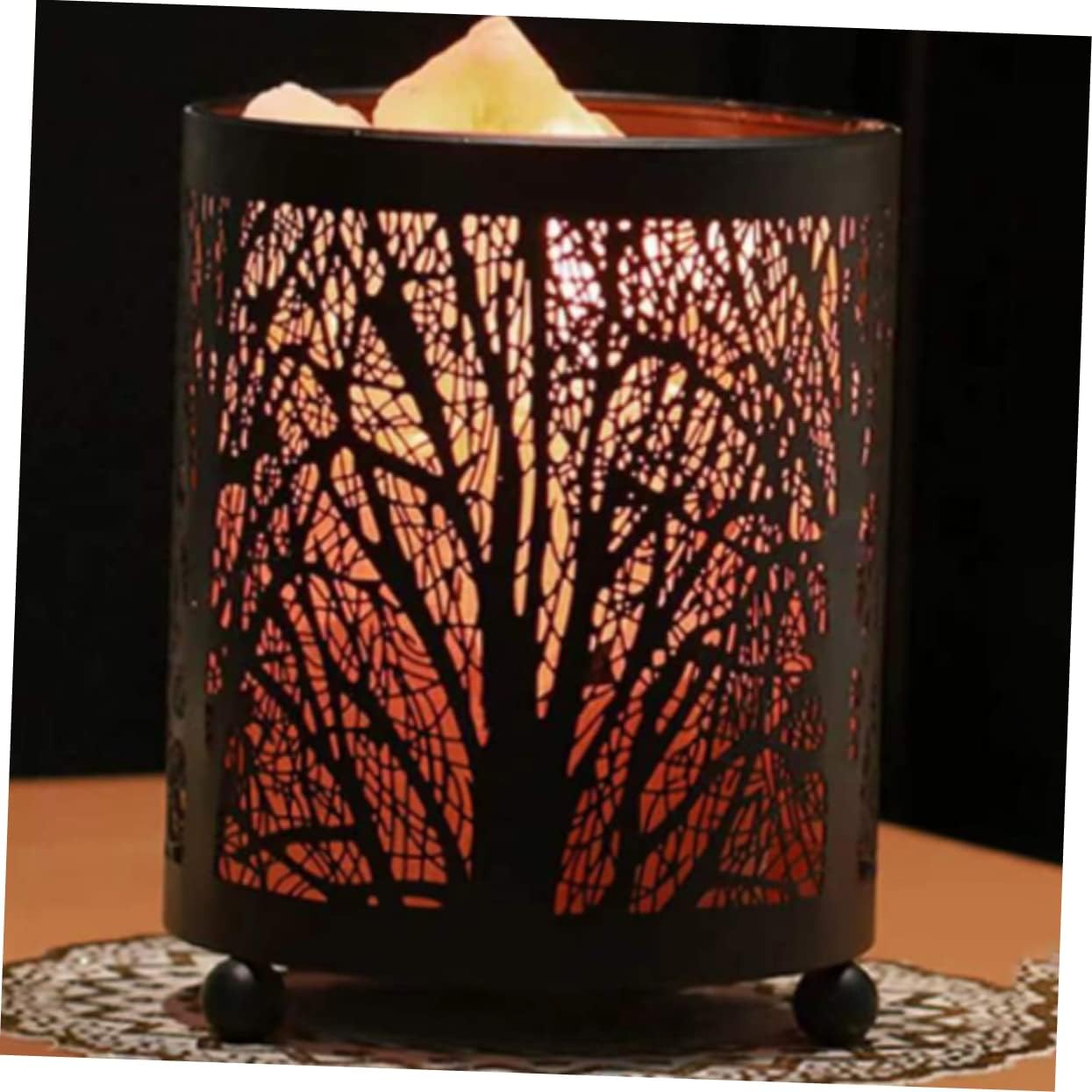 Gatuida Metal Basket Himalayan for Bedroom and Living Decor Night Light Table Lamp with US Plug Warm Romantic Ambiance Crystal Salt Holder for Desk and Bedside