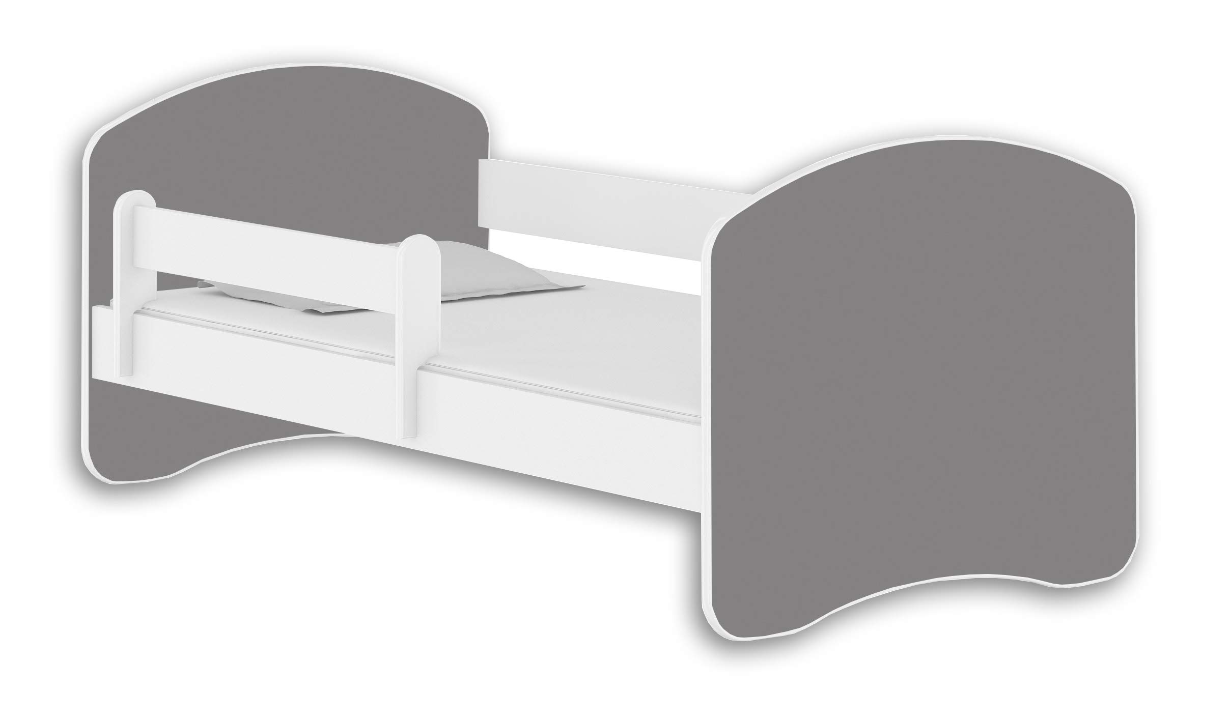 Cuna juvenil con un cajón con protección anticaídas y colchón blanco ACMA II 140 160 180 (160 x 80 cm, blanco y gris)