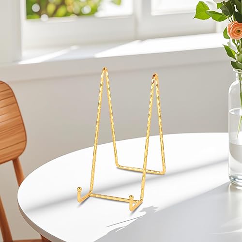 Miniatura 7 de Soporte de exhibición de caballete para platos, soportes grandes de 8 pulgadas, caballetes de alambre de metal trenzado para mostrar platos
