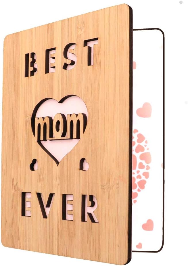 Mother's Day Card For Mom, Best Mom Ever Wooden Greeting Card, Birthday Card For Mom- Unique Gift For Mom