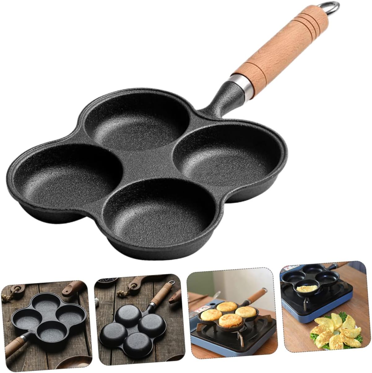 1pc Four Nonstick Frying Pan Versatile Kitchen Cookware for Eggs Comfortable -scald Handle for Busy Mornings