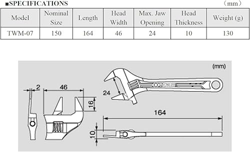Miniatura 8 de ENGINEER TWM-07 Llave Ajustable de Mandíbulas Super Delgadas Llave Inglesa Inteligente