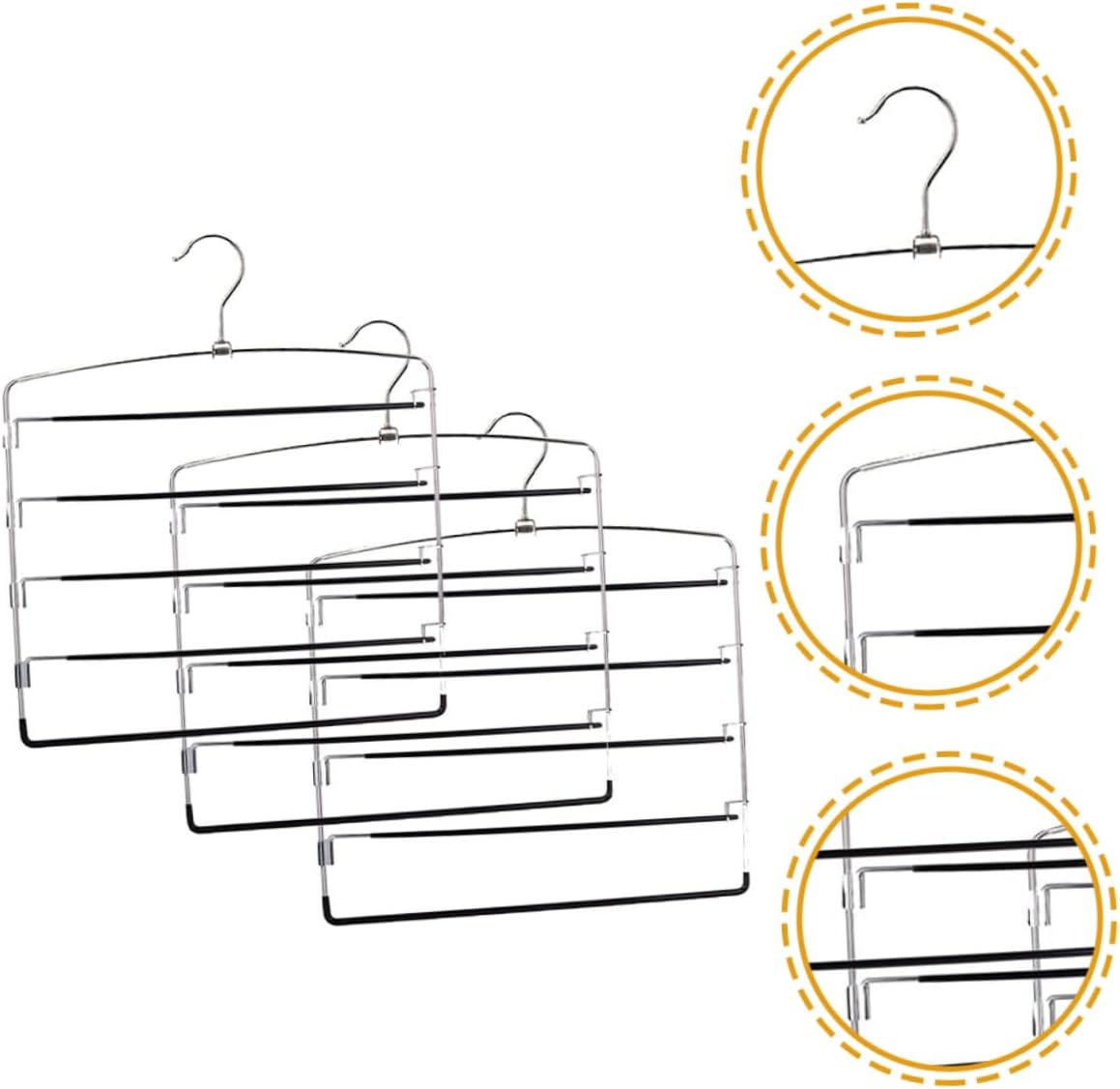 3pcs Metal Pants Hanger Space Saving Skirt Rack Closet Organizer for Home Wardrobe Trousers Jeans Storage