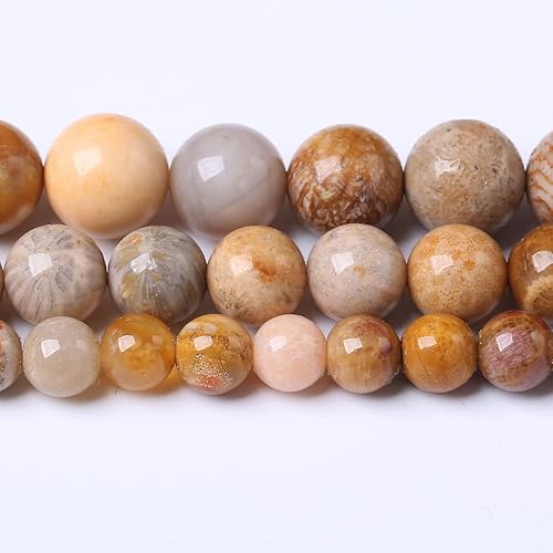 Miniatura 2 de 60 cuentas de piedra de jade coral natural de 0.236 pulgadas (0.236 in) para hacer joyas, pulseras, collares y fabricación de joyas, 15 pulgadas