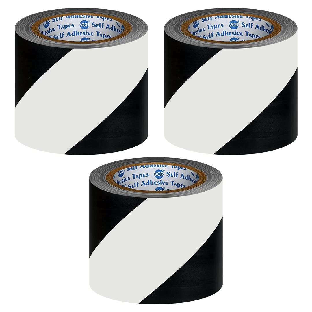 VCR Black & White Floor Marking Tape - 18 Meters in Length 96mm / 04" Width - 6 Rolls Per Pack - Waterproof Social Distancing lane Marking Tape for Safety, Hazard and Caution Warnings (B07RWWL4ZR) Amazon Price History, Amazon Price Tracker