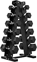 Vista 17 de Hex Weights Dumbbells Set with Rack, 100-550 lb Rubber Coated Dumbbell Sets with Storage, Free Hand Weight for Strength Training, Exercise, Fitness