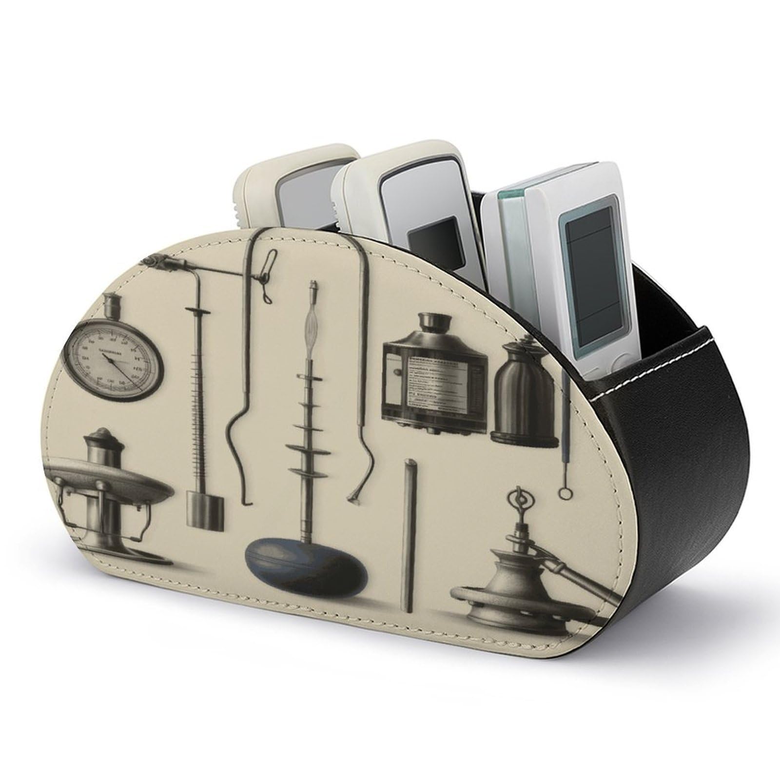 FekiLoot Medical Apparatus And Instruments Remote Control Holder, PU Leather Remote Control Organizer Box Stationery Remote Control Box Desk Storage Organizer for DVDs,Glasses,Pens,Media Players