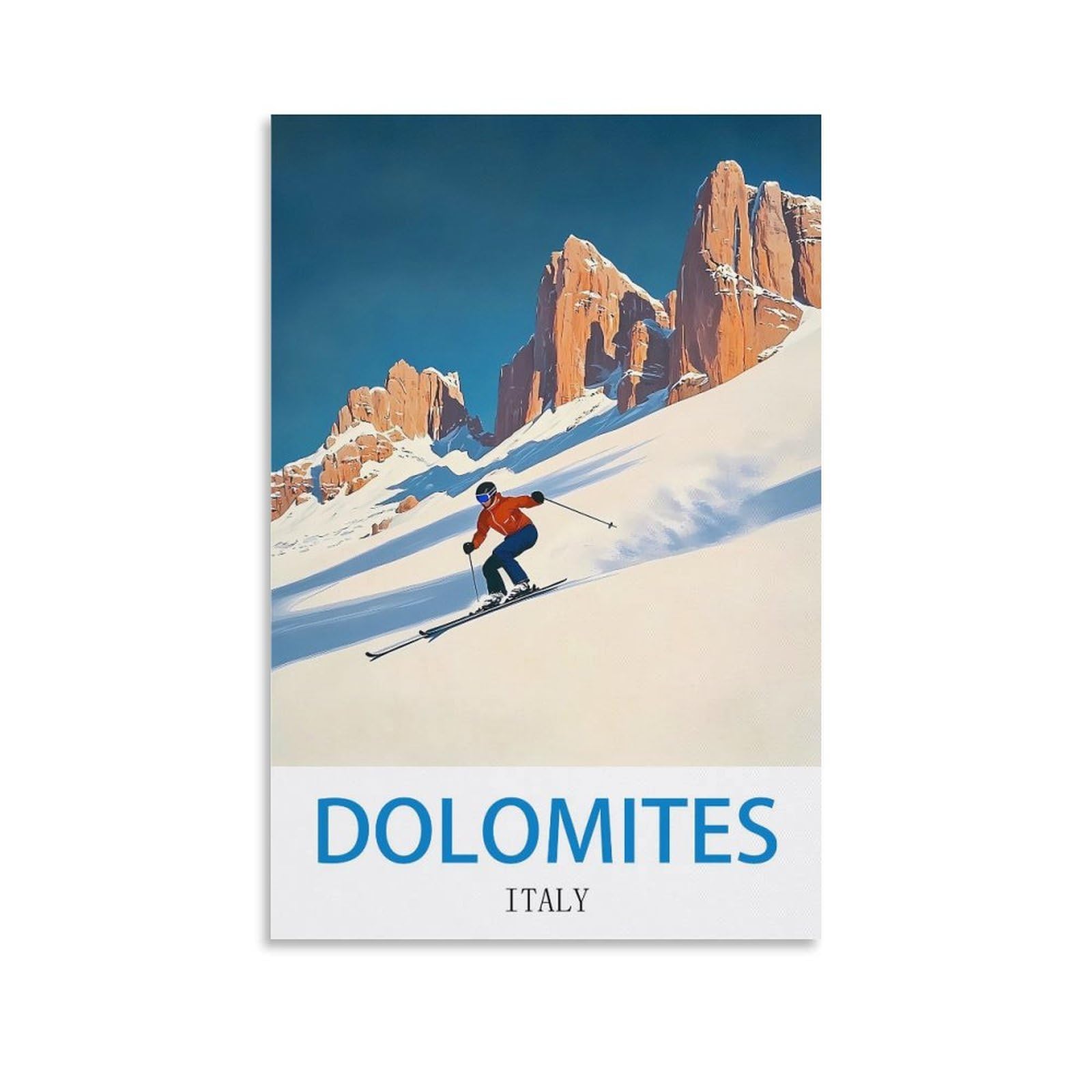 CYYHGEE Dolomites Italy Vintage Travel Posters Ski 08x12inch(20x30cm) Canvas Poster Wall Art Living Room Home Decor