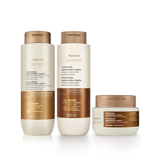 Lumina Kit Antissinais Regenerador Capilar, Shampoo 300ml, Condicionador 300ml, Máscara 250ml, com BioProteína