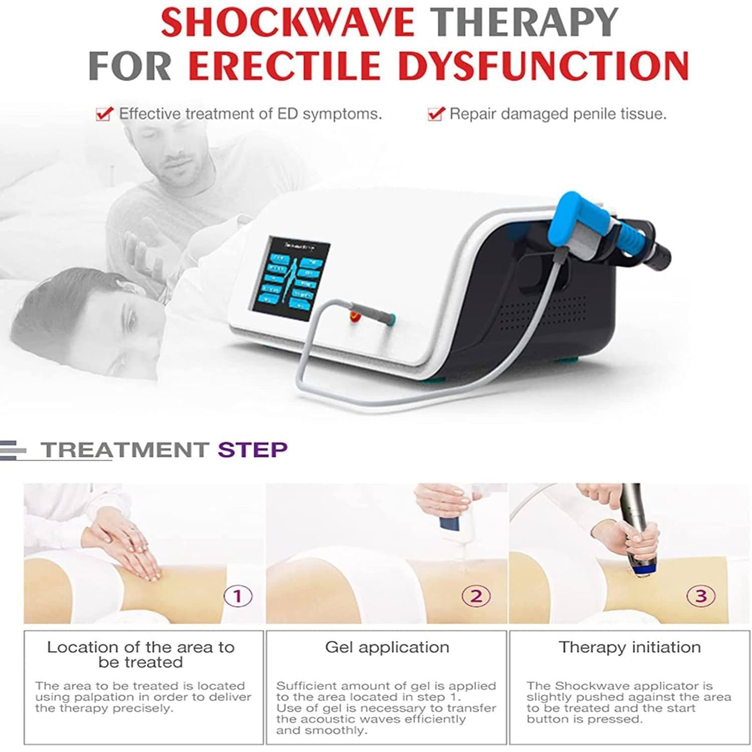 Macchina per Terapia Ad Onde d'Urto,con 5 Teste di Massaggio Multifunzione Massaggiatore del Corpo a Onde d'Urto Curare Le Malattie Muscolari/Rafforzare Le Cellule/Alleviare Il Dolore
