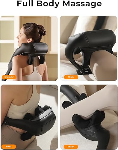Miniatura 6 de Masajeador inalámbrico de cuello y espalda con calor, masaje eléctrico de tejido profundo 4D de ancho ajustable, almohada de masaje Shiatsu para