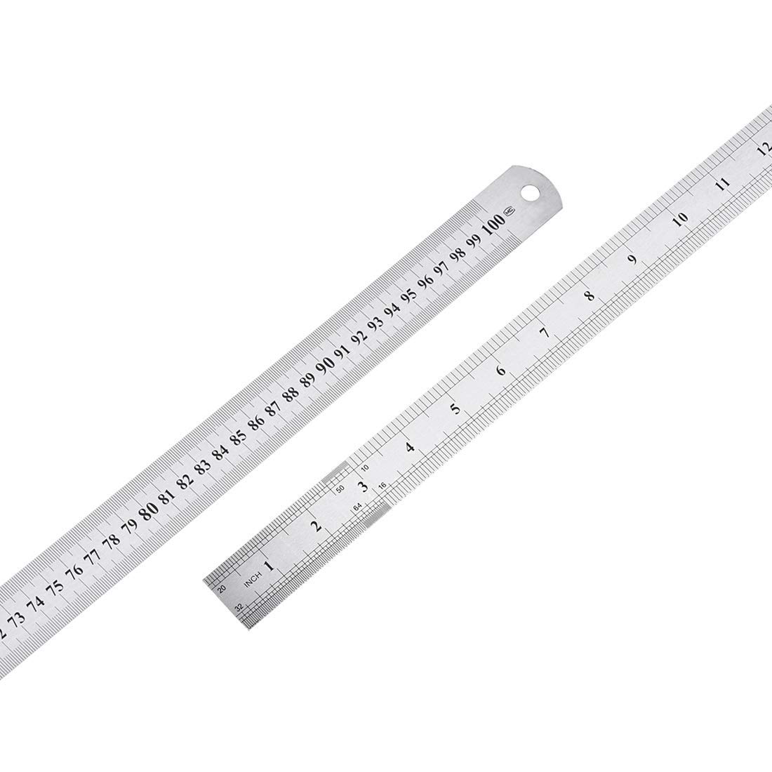 Edelstahl-Lineal 100 Cm – Doppelte Skala (cm/Zoll), Lasergraviert, Robust, Mit Aufhängeloch, Für Tischlerei, Zeichnung & Büro