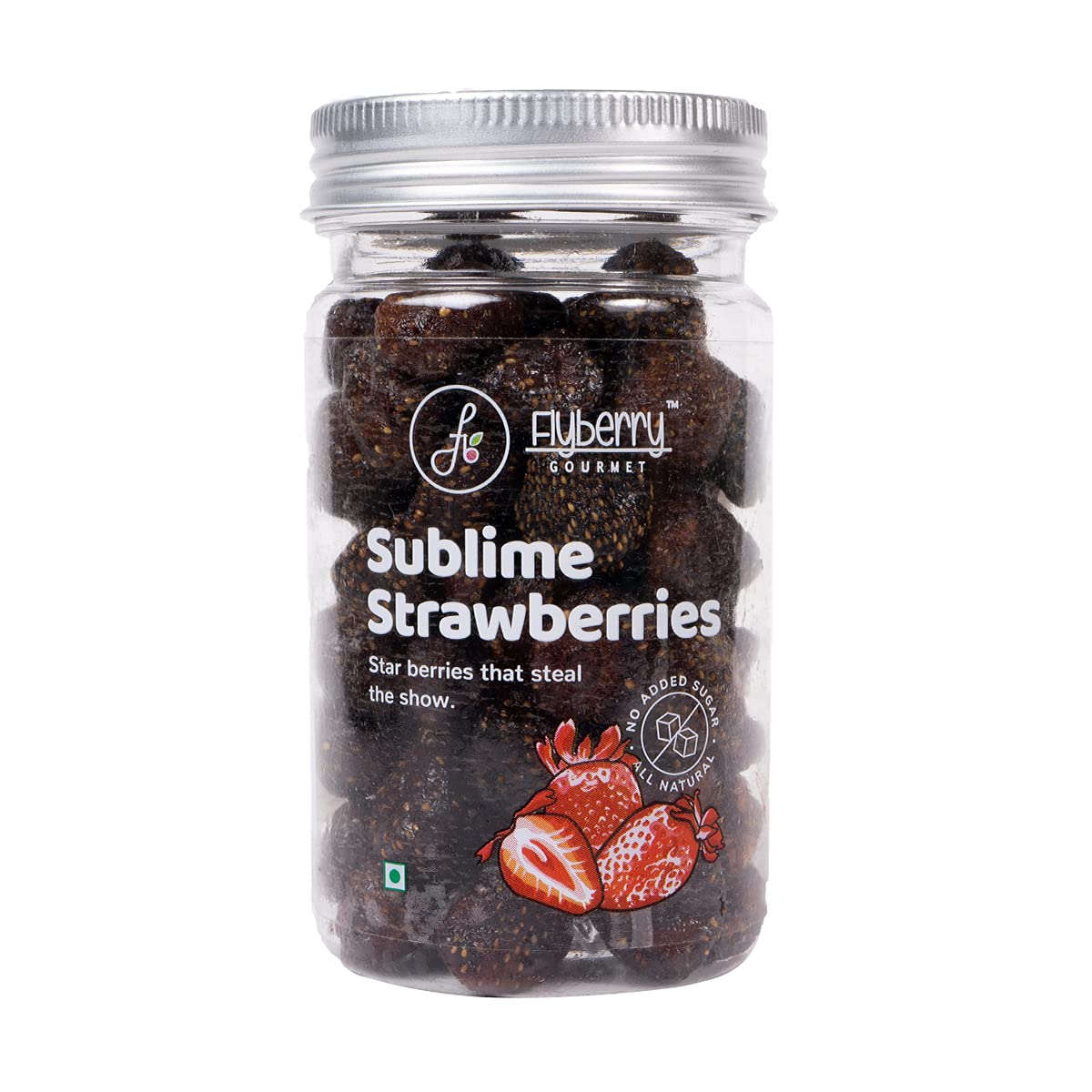 Flyberry Gourmet Dried Strawberries, 100g | Sugar Free | Infused with Organic Apple juice