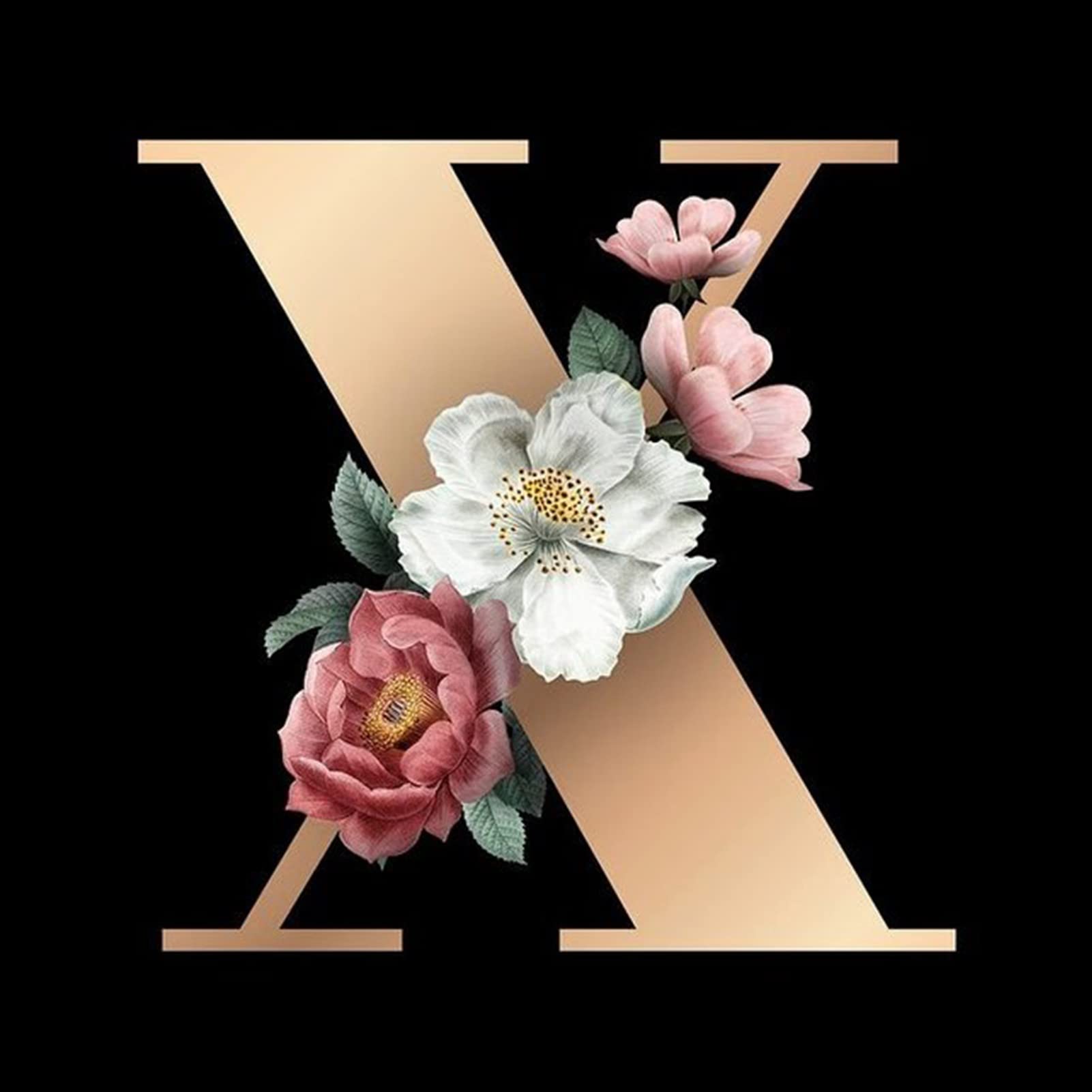 Yalkin X Alphabet Diy 5D Diamond Painting Kits For Adults, 5D Custom Diamond Art Full Round Drill Diy Gem Pictures Arts For Home Wall Decor Christmas 11.8X11.8in