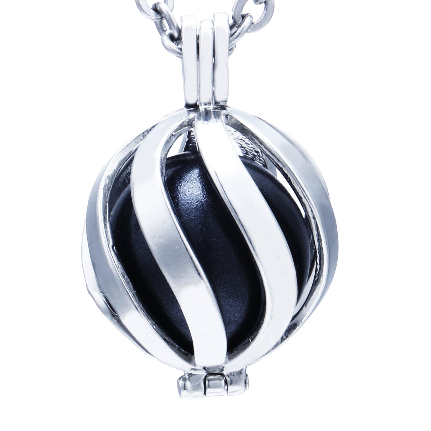 Morella Collar ángel de la Guarda de Acero Inoxidable 70 cm con Colgante Amor-corazón y Bola de resonancia de circonita Ø 16 mm para Damas en Bolsa para Joyas