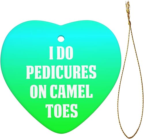 Miniatura 2 de YVNUM I Do Pedicures On Camel Toes - Adorno colgante de corazón de cerámica para celebraciones familiares y decoraciones de árboles, regalo ideal