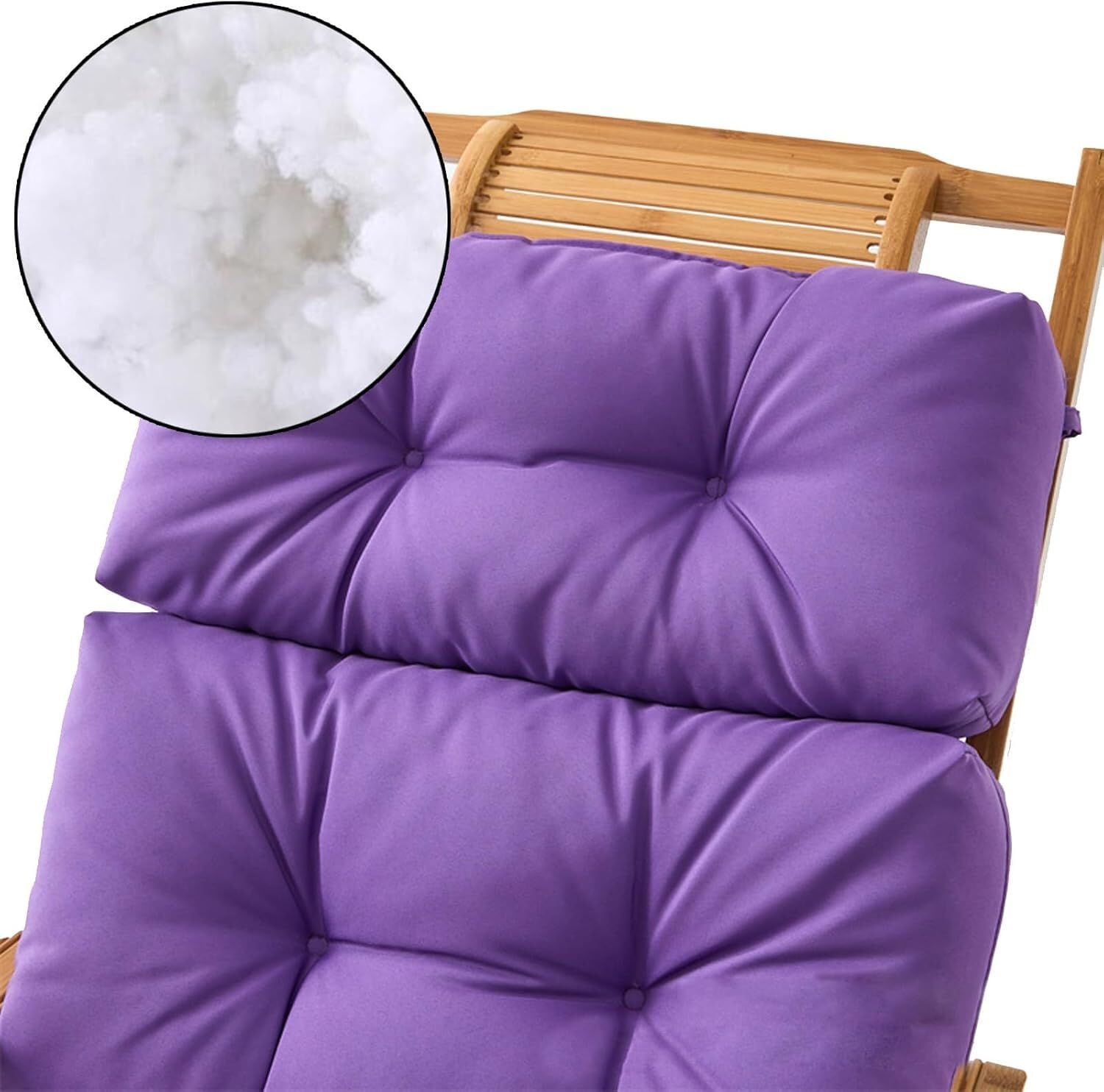 Cuscino Impermeabile per Sedia da Esterno con Schienale Alto e Laccetti (110x50cm, Spessore 6-8cm) - Adatto a Sedie a Dondolo, Patio, Giardino e Interni - per Mobili da Terrazza(H)