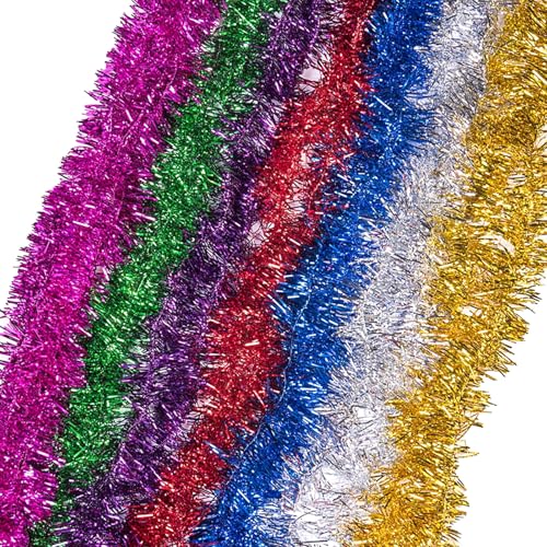 SSKHE Weihnachts-Lametta-Girlande, glänzende Baum-Hängedekoration,...