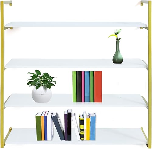 Miniatura 1 de Estantes montados en la pared, estantes de exhibición para coleccionables, estable con marco de metal, estantes de almacenamiento, estantería con