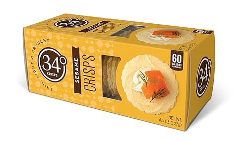 Miniatura 2 de 34 Degrees Sesame Crisps  Galletas finas ligeras y crujientes para embutidos, tablas de queso y entretenimiento, paquete individual (4.5 onzas)