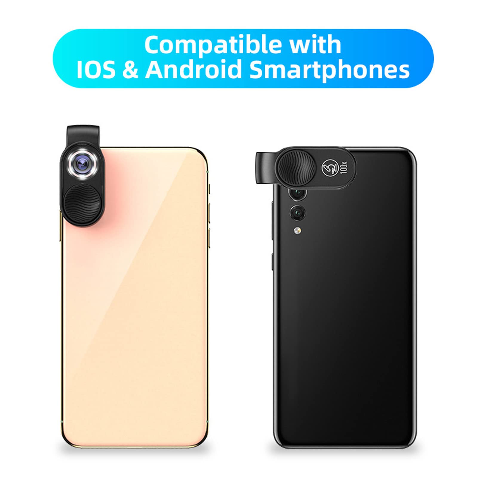 Mini Microscopio para Teléfono 100X, Microscopio de Bolsillo con Clip Universal, Microscopio para Teléfono para Todos los Teléfonos Inteligentes, Lente de Micro Lupa Portátil