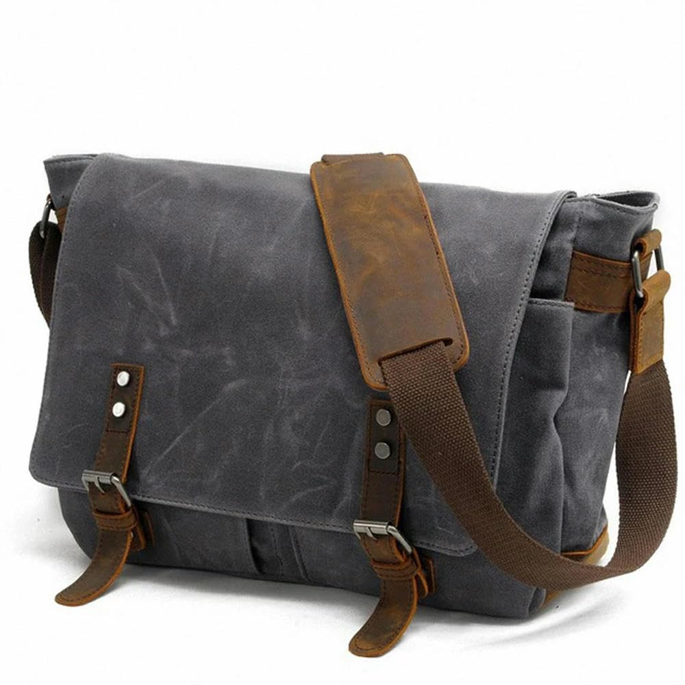 NYSDM Bolso de Hombro de Lona Encerada Gruesa para Hombre, Bandolera de Mensajero, Bandolera Vintage para Hombre, Bandolera Informal para niño