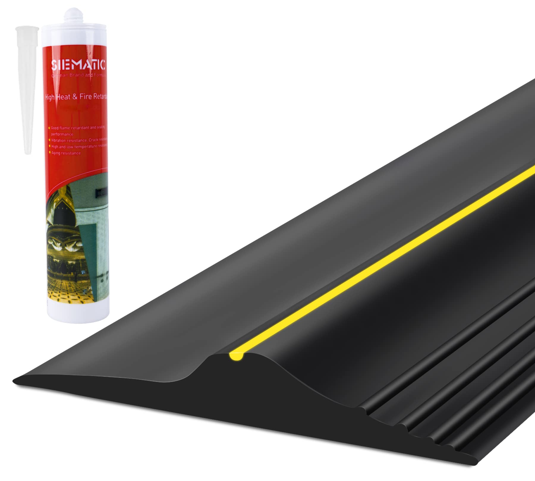 Buy 12Ft/3.7M Universal Garage Door Rubber Threshold Strip with 300ml