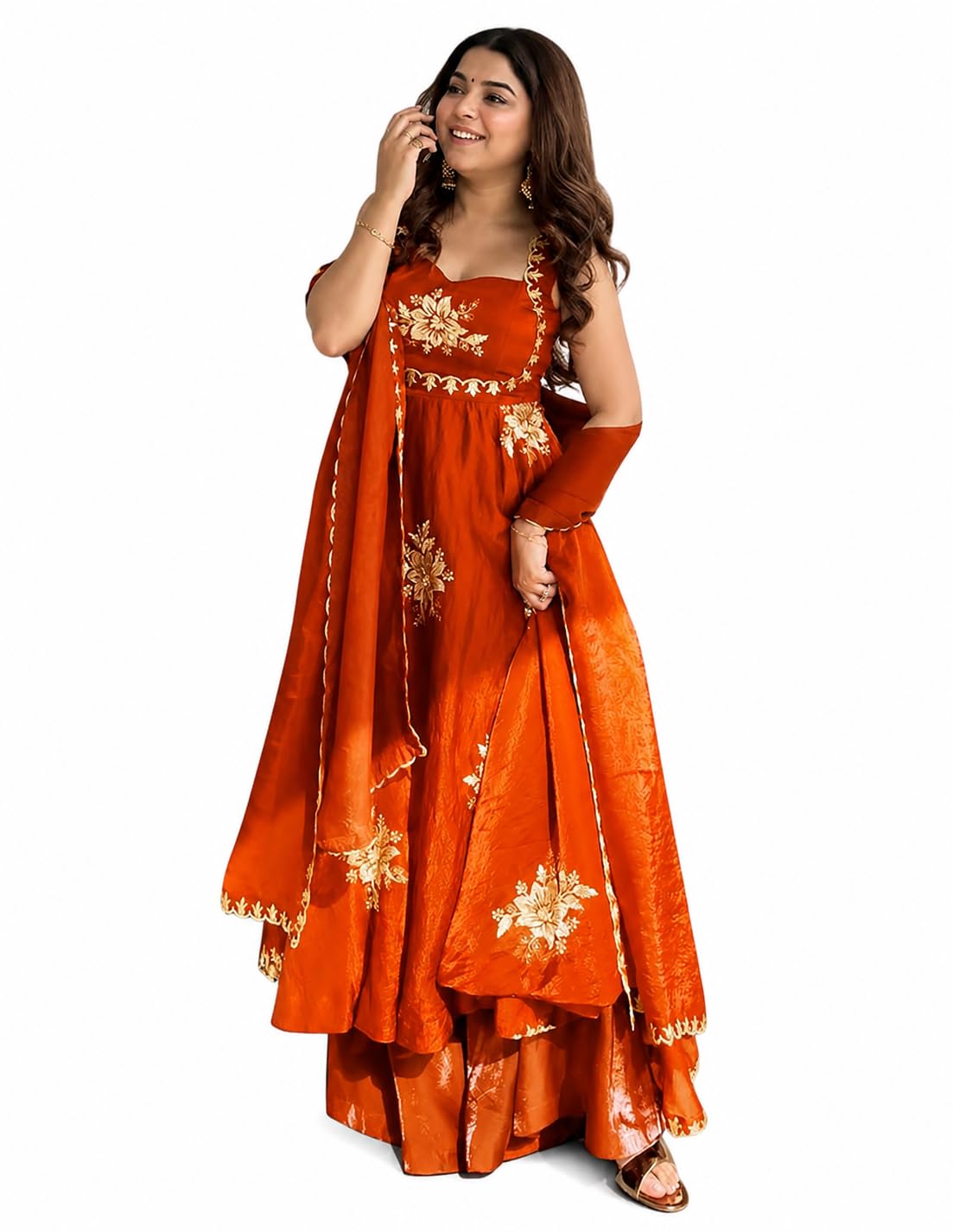Women's Embroidered Anarkali Kurta Set with Dupatta | Sleeveless Ethnic Suit Set for Wedding, Festive, Party, Traditional, Function & Celebration Wear-picture-11