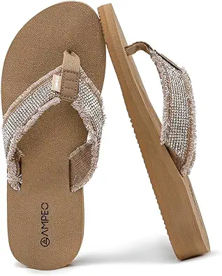 Ampeo Women's Arch Support Flip Flops Comfortable Casual Summer Beach Thong Sandals