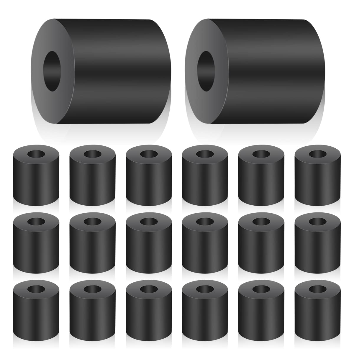 20Pcs Tear Resistant Multi-Purpose Rubber Spacer 1" OD x 3/8" ID x 1" Thick Rubber Bushing Solid Smooth Round Neoprene Rubber Washers for Car,Motor,