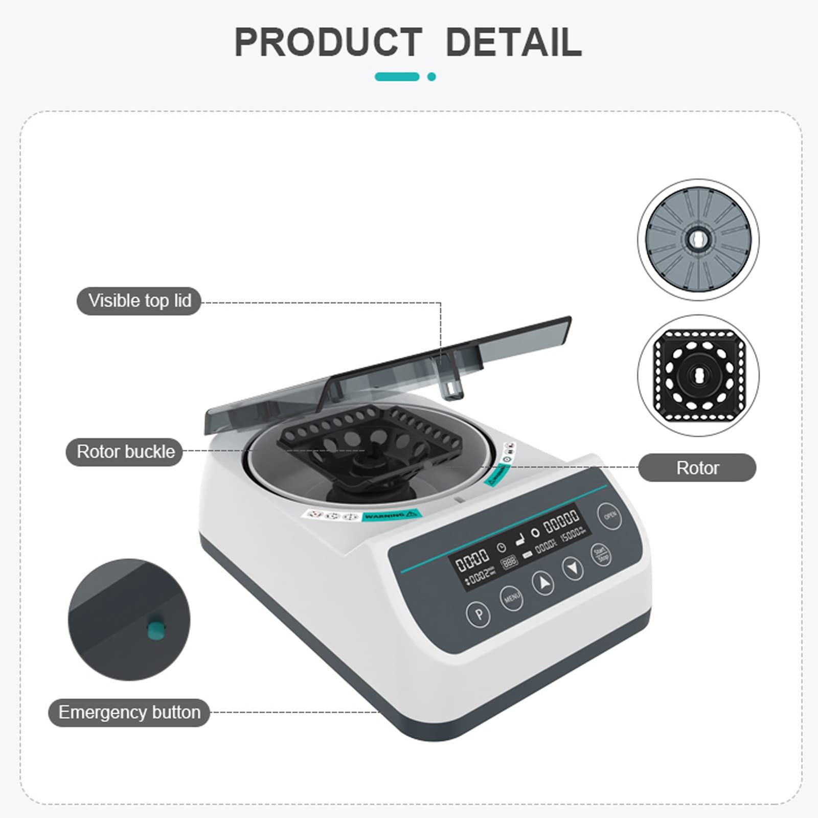 Centrífuga, 13000 RPM, mesa digital para separación de muestras y análisis cualitativo