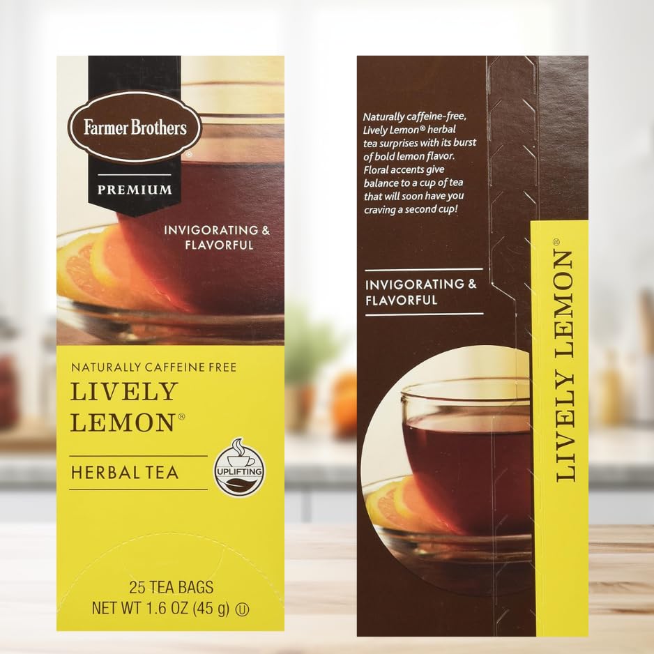 Farmer Brothers Lively Lemon Herbal Tea – 25 Bags, Naturally Caffeine-Free, Refreshing Citrus Flavor, Soothing Herbal Blend for Relaxation & Wellness - Image 3