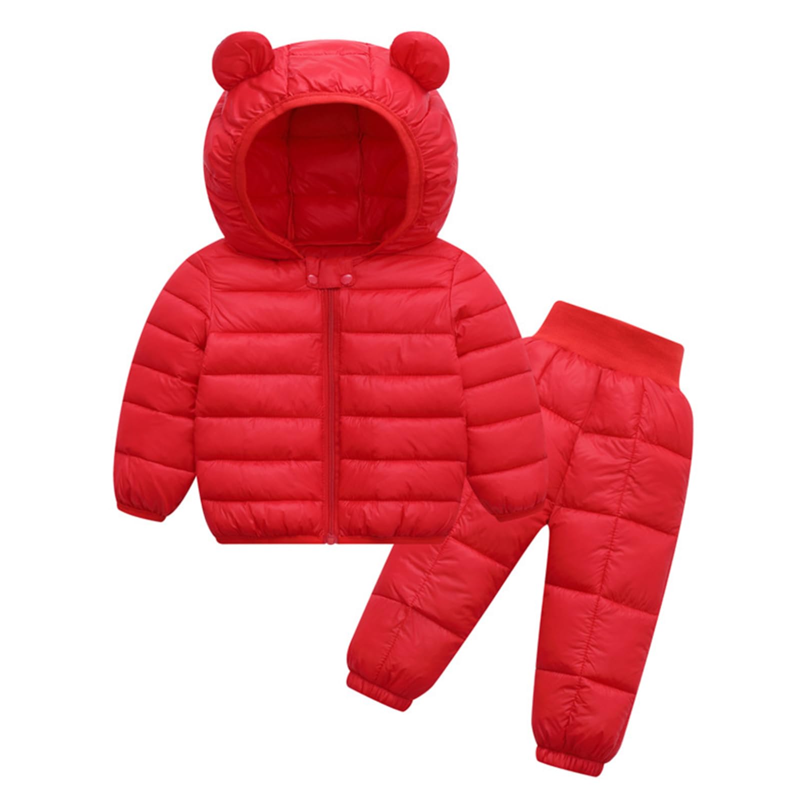 MSemis Tuta Sci Bambino Neonato Bambina Completo da Neve Invernale Giacca da Sci Manica Lunga Piumino con Cappuccio e Pantaloni Larghi Tuta da Neve Calda Snowsuit, 1-6 Anni
