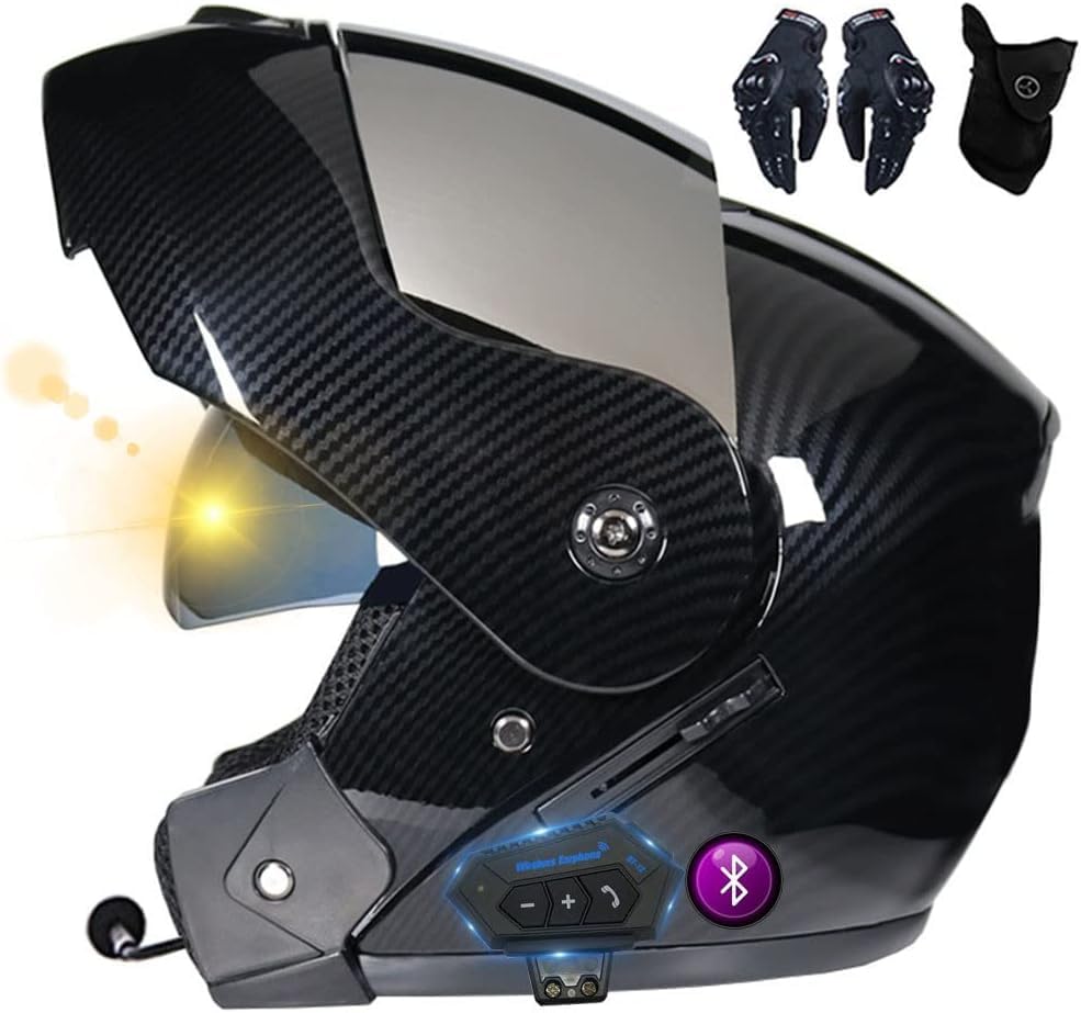 Casque moto modulaire Bluetooth avec double visière intégrée et coque légère B1