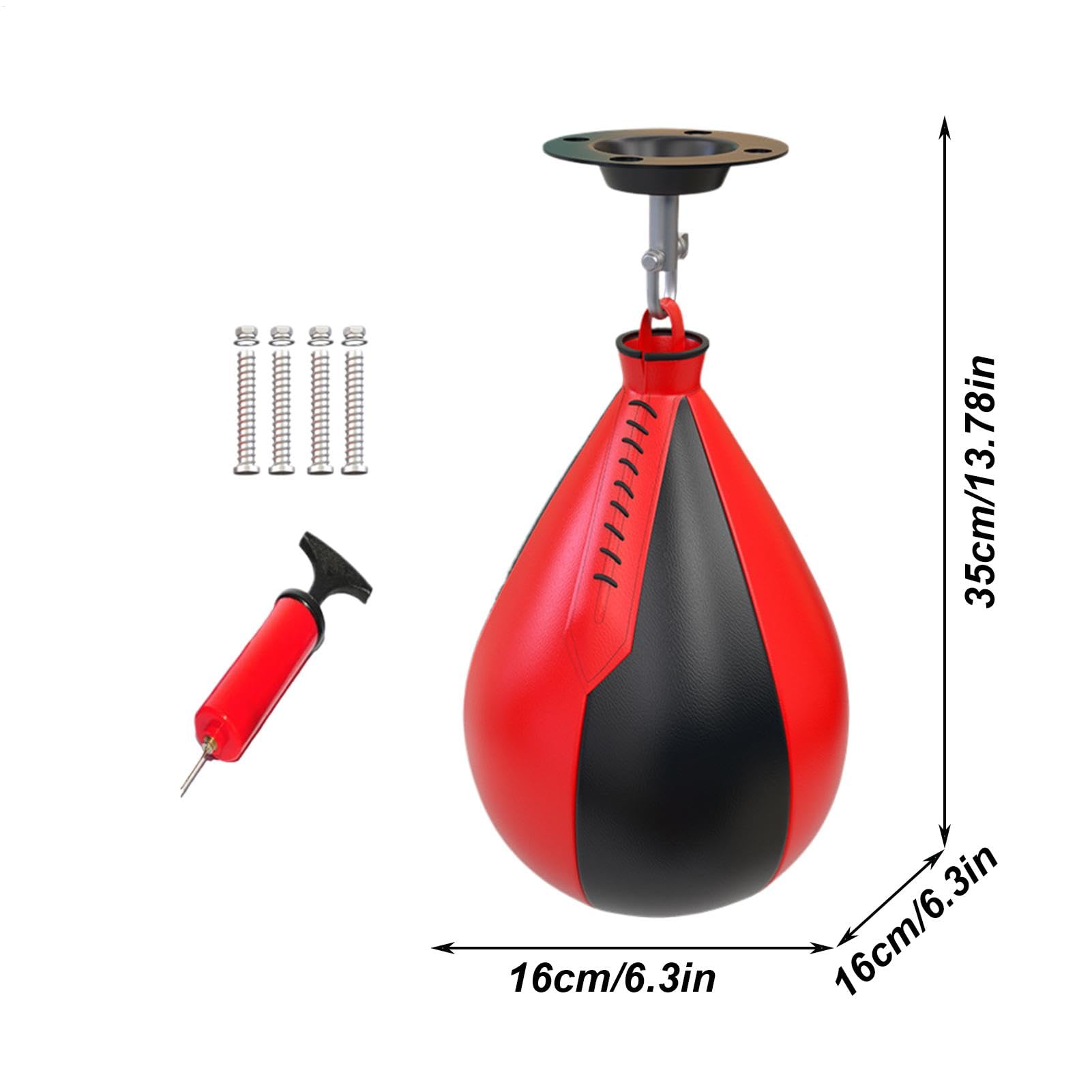 Speedballs Hängend, Punchingball aus Leder mit Drehgelenk zum Aufhängen, Punchingball Boxing Speed Bag, Box-Speedballs, Geschwindigkeit Ball Boxen Training Trainingsgeräte Gym Fitness