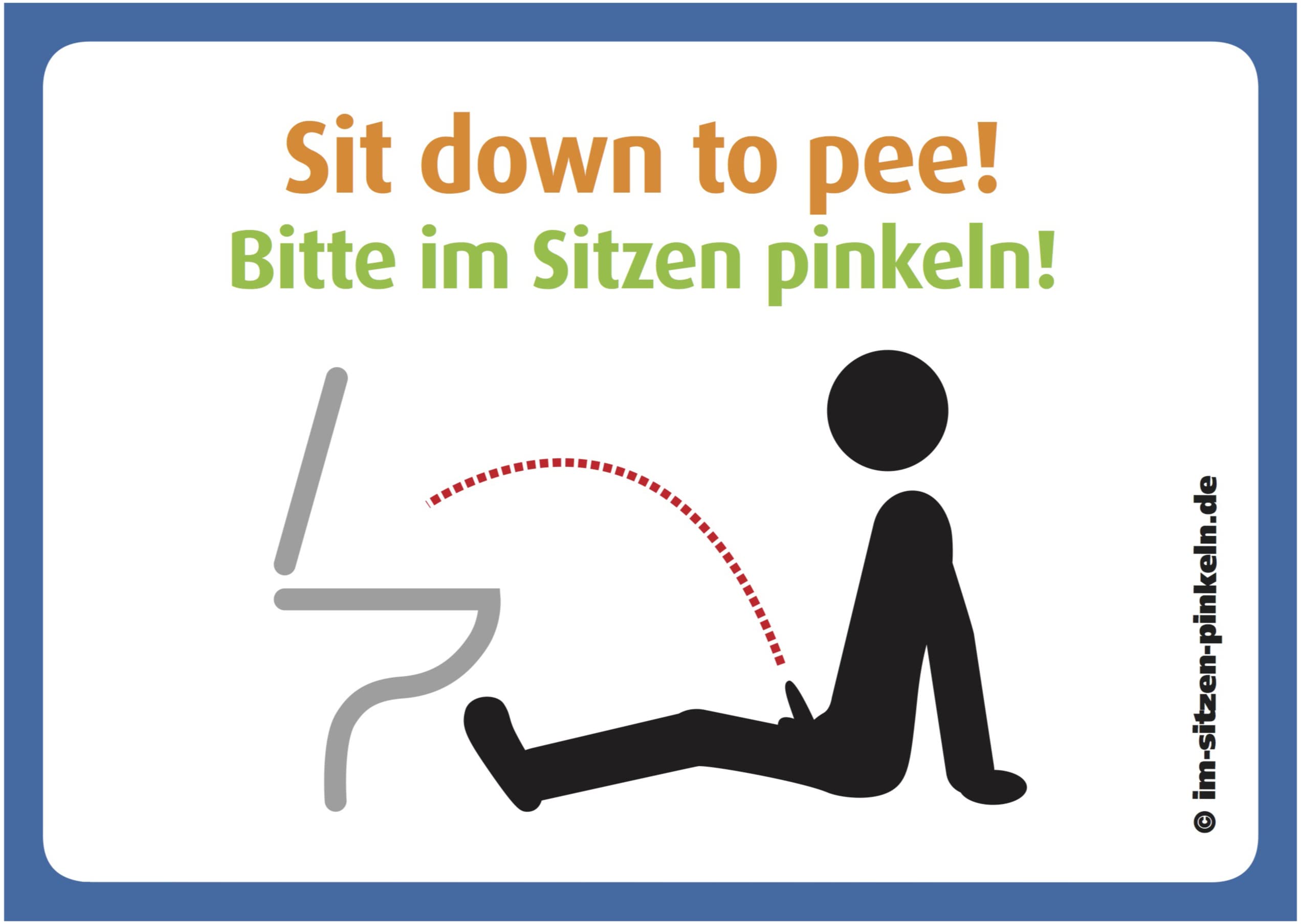 immi 6x Sitzen pinkeln Spaß-Aufkleber A7 (klein), für Kundentoilette,Gäste-WC,Bad