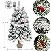 Pre-Lit Artificial Christmas Tree 3ft,Snow Flocked Xmas Pine Tree Decorated with 70 LED Lights,140 Branch Tips,7 Pine Cones,10 Red Berries Christmas Snow Tree for Desktop,Battery Powered