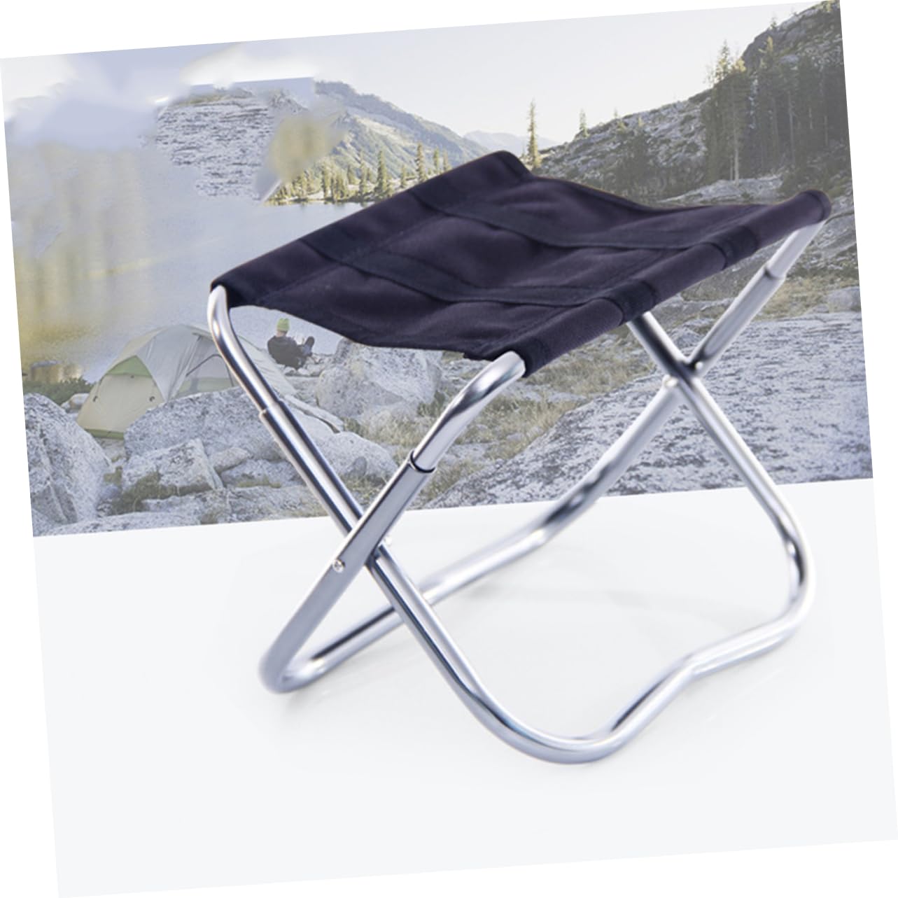 LAPYAPPE Outdoor Portable Folding Stool Lightweight Collapsible Chair for Camping Fishing BBQ Beach and Travel Durable Black Silver
