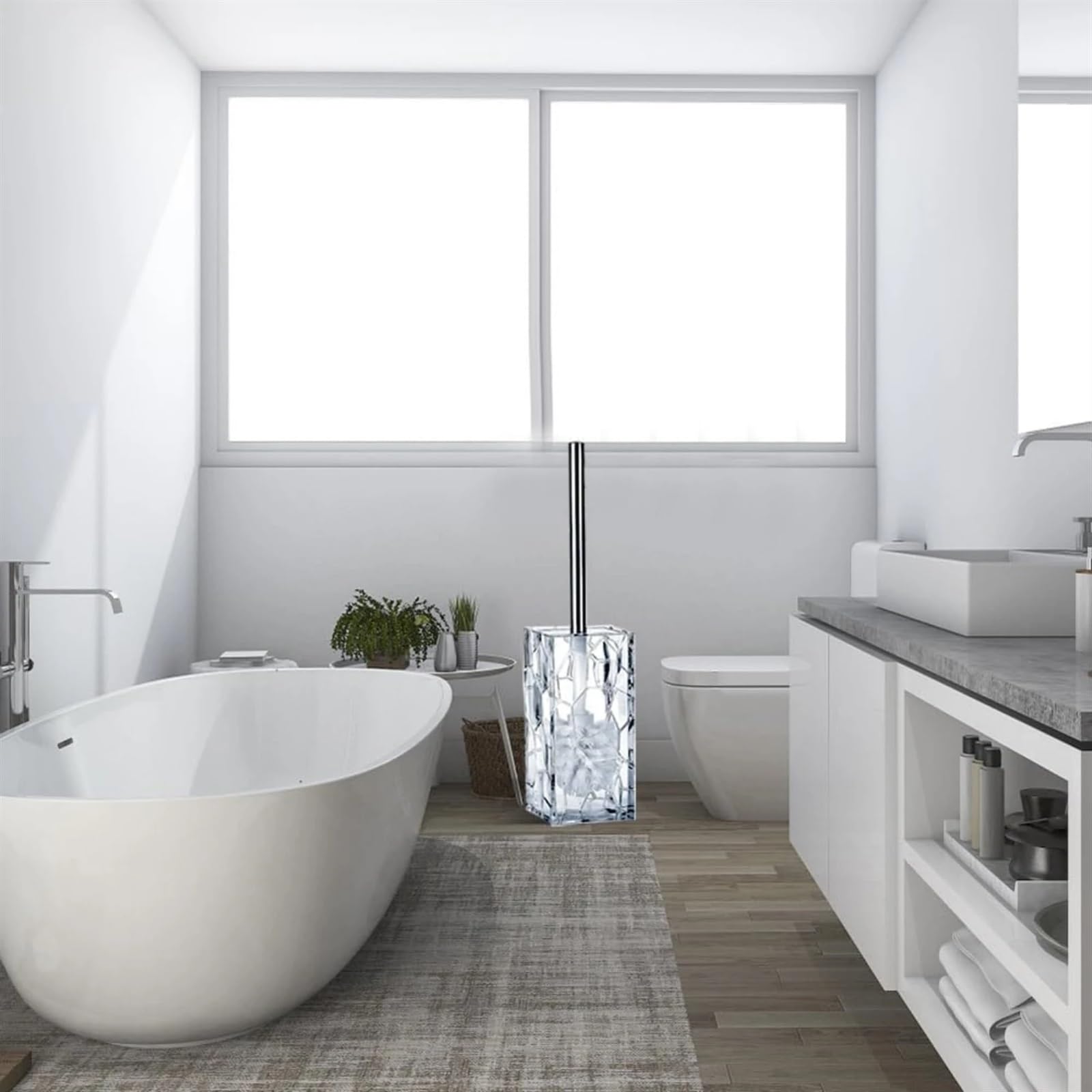 Set De Accesorios De Baño Juego de Accesorios de baño Blanco de 5 Piezas, con dispensador de loción, jabonera, Vaso, Soporte for Cepillo de Dientes y Juego de escobilla de baño