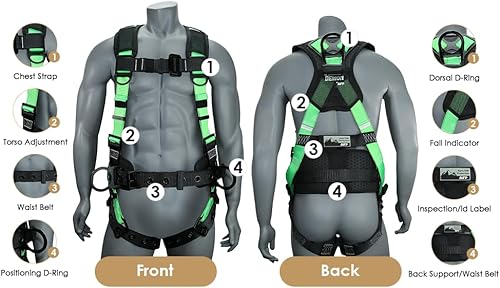 Vista 72 de AFP Demon - Cómodo arnés de protección contra caídas - Arnés de seguridad de cuerpo completo OSHA/ANSI PPE para trabajos de construcción